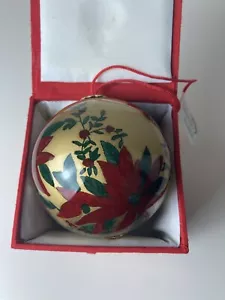 Lifestyle Studios Christmas Hand Painted Glass Ornament Poinsettia 3.25" NWT - Picture 1 of 7