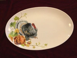 Crofton Holiday Thanksgiving Turkey 16”x10" Oval Ceramic Serving Platter - Picture 1 of 2