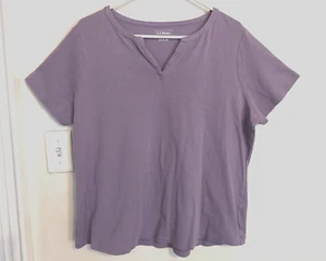 LL Bean Damen Shirt 2X Plus Lila Bluse Oberteil Kurzarm V-Ausschnitt Freizeit Büro - Bild 1 von 4