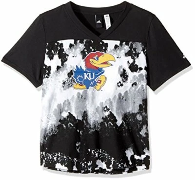 Camiseta para mujer Adidas NCAA Kansas Jayhawks estampado oxidado, grande, verde camuflaje Foto 1 de 2