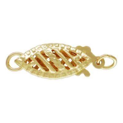 14K Yellow Gold 5.5x13.4mm Filigree Pearl Clasp w/ Dual Rings Made in USA - Image 1 of 4