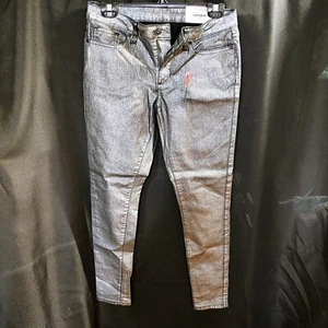 A.N.A Women's Mid Rise Silver Matallic Skinny Jeans Size 6 - Picture 1 of 12