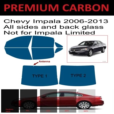 Premium Carbon Window Tint fits Chevrolet Impala 2006-2013 precut tint - Image 1 of 4