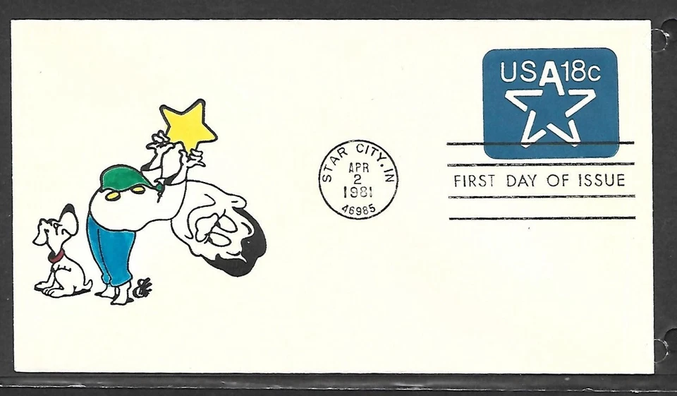 USA 1981 HAND PAINTED STAR CITY RICHARD ELLIS ANIMATED FIRST DAY COVER + CACHET - Image 1 of 1