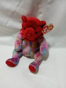Ty Beanie Baby Juli Happy Birthday Bär - 8 Zoll Sitzsack Plüsch mit Etikett von 2001 - Bild 1 von 9