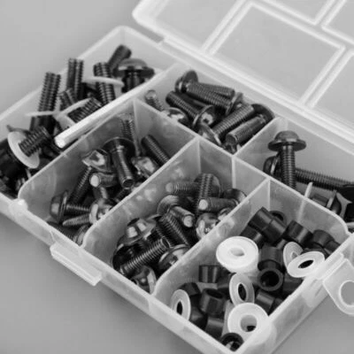 158x Motorbike Black Fastener Clip Screw Kit Windscreen Fairing Bolt H0 - Image 1 of 4