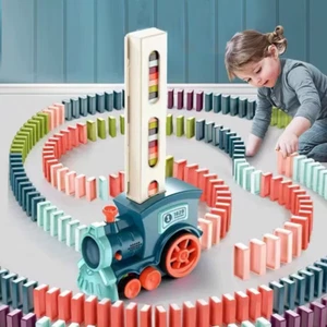 Kids Automatic Domino Train – Electric Toy Set, DIY Educational Game - Picture 1 of 13