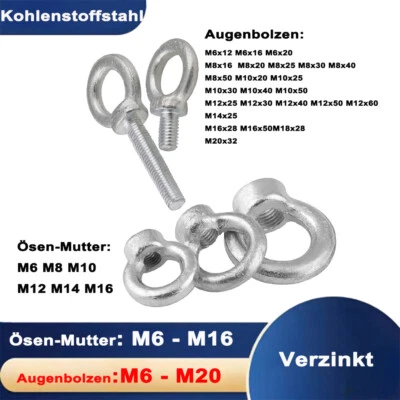 Ringschrauben Ringmuttern verzinkt Ringschraube Ringmutter M6 M8 M10 M12 Bia M20 - Bild 1 von 4