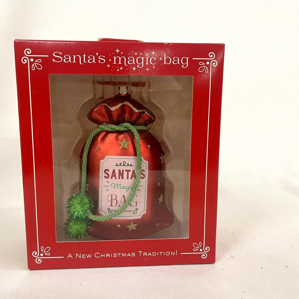 Demdaco The Mercantile Collection Blown Glass Ornament- Santa's Magic Bag