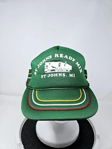 Vintage 80er Ready Mix A3 gestreifte Mesh Foam Truckermütze USA SCHNELLER VERSAND - Bild 1 von 7