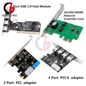 2/4/5 Ports PCI/PCI-E Express USB 2.0/3.0 10/100Mbit/s RJ45 Hub Card Adapter - Picture 1 of 35