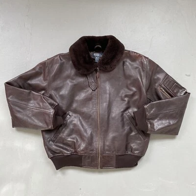 Chaqueta de vuelo militar vintage Polo Ralph Lauren G-1 de cuero para hombre XL Foto 1 de 4