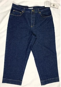 JONES Sport Size 14 Classic Rise Relaxed CROP STRETCH JEANS Indigo Blue - Picture 1 of 10