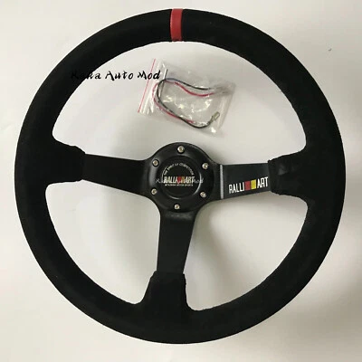 Volante Ralliart plato profundo de cuero gamuza 350 mm apto para buje MOMO OMP buje Foto 1 de 4