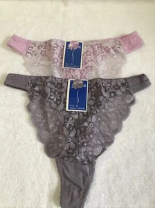 Lucy's Intimate. Paquete de 2 tangas rosadas y púrpuras. Talla M. Nuevo en paquete - Imagen 1 de 9