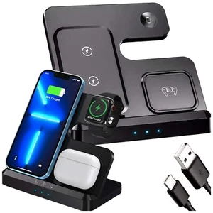 Chargeur inductif sans fil rapide pour Apple iPhone Airpods Watch Station - Zdjęcie 1 z 10
