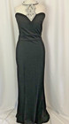Alexon Black Beaded Choker Collar Formal Party Dress Backless Stretch UK8 L470
