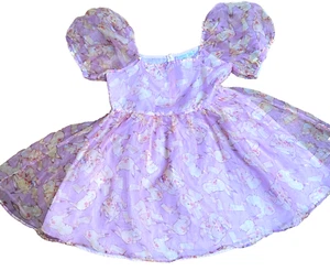 Pokemon Girl's size LG+ Princess Large Puffy Sleeve Organza Dress 2 Layer PINK - Picture 1 of 3