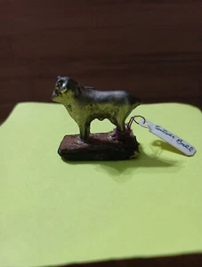 Miniature Dollhouse VINTAGE STERLING SILVER BULL CHARM On Wood Base 10 Grams - Picture 1 of 24