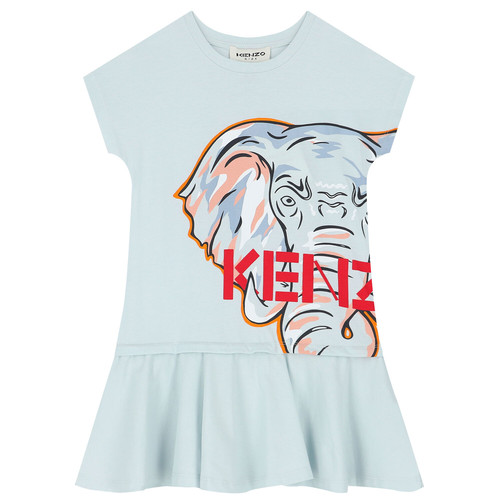 Abito con logo in cotone biologico Kenzo per bambina blu pallido taglia 12 anni prezzo di ricambio £110