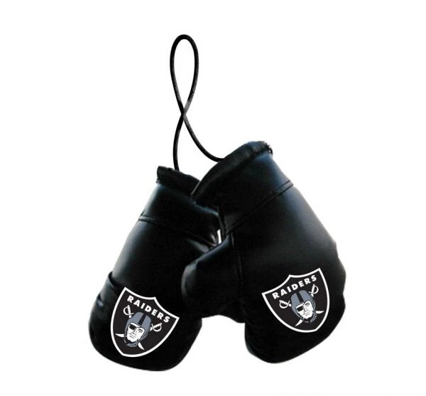 Mini guantes de boxeo con espejo retrovisor para auto de los Raiders de Las Vegas NFL Foto 1 de 3