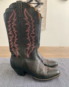 Vintage J. Chisholm Black Leather Cowboy Boots Western Boots Size 9 1/2 - Picture 1 of 9