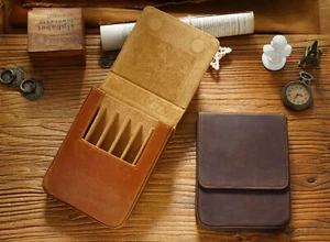 Leather Fountain Pen Case Organizer – Carry 6 Pens Storage Display Tray NEW - Picture 1 of 14