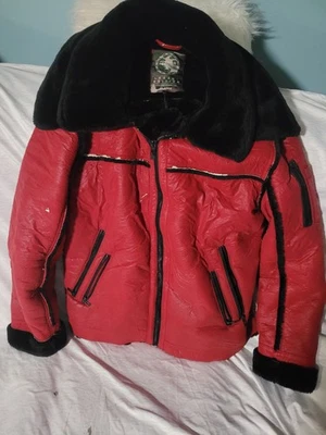 JORDAN CRAIG (XL) EL JEFE SHEARLING MOTO JACKET  RED 91590 MENS FUR BRED RETRO  - Image 1 of 4
