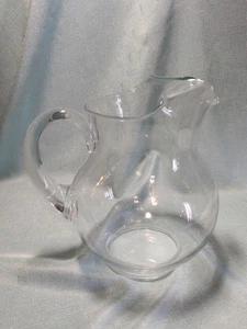 Glass Bar Pitcher KOOL-AID Style Ice Lip Cocktails Lemonade Tea Large Clear VTG - Picture 1 of 9