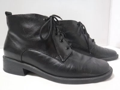 De Colección Años 90 2000 HUSH PUPPIES Revere Cuero Negro Con Cordones Combate Abuela Botín 7.5 Foto 1 de 4