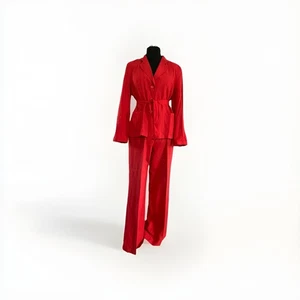 TAIFUN Leinenblazer 44 Rot, Langarm, Taschen, Bindegürtel, Reverskragen - Bild 1 von 20