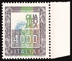 Hohe Werte Lire 4.000 Sorten Druck der Mitte (Bildnis) verschoben - Bild 1 von 1