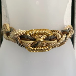 Vtg 80s Gold Metallic Rope Belt Braided Woven Boho Festival Retro Fairy One Size - Picture 1 of 12
