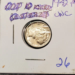 1942-P MERCURY DIME BU-UNC #26 - Foto 1 di 2