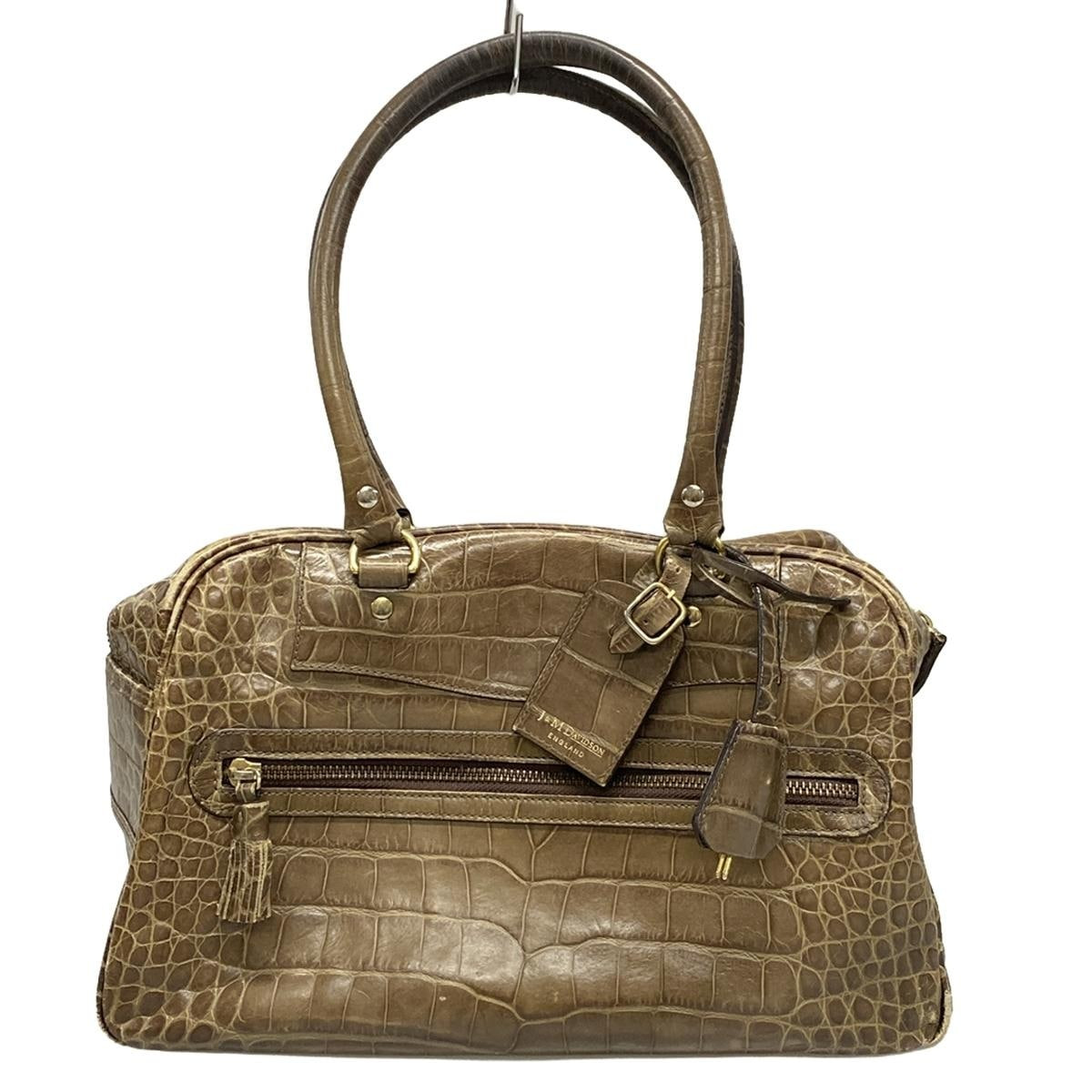 極美品✨J&M Davidson ミニボストン ハンドバッグ シボ革 レッド