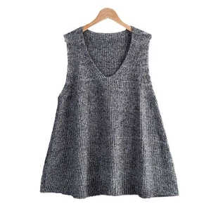 Mujeres Chaleco Cuello en V Informal Tejido Sin Mangas Suéter Chaleco Camiseta sin Mangas Pullover - Imagen 1 de 17