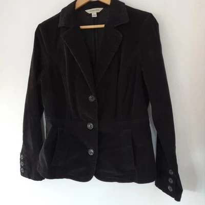 Chaqueta Blazer ST. JOHN'S BAY M Negra Pana 3 Botones Bolsillos Informal Occidental Foto 1 de 4