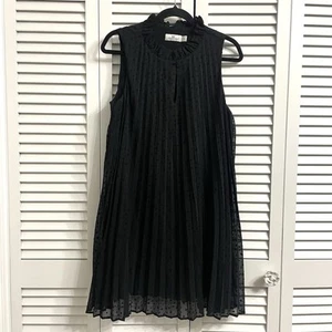 Vineyard Vines Pleated Tiny Stars Keyhole Swing Dress Womens M Black Sleeveless - Imagen 1 de 11