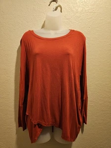 Women’s Size S Batwing Long Sleeve Tunic Top Small Burnt Orange Fall🍁 - Picture 1 of 7