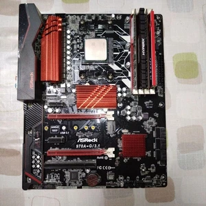 ASRock 970A-G/3.1 AMD ATX Motherboard with FX8350 CPU USB 3.1 Red Heatsink - Picture 1 of 9
