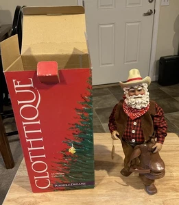 2000 Possible Dreams Clothtique “Christmas Cowboy” Santa Figurine w/Tag & Box - Picture 1 of 3