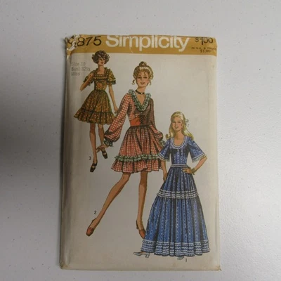 Simplicity 8875 Sewing Pattern Size 10 Bust 32.5 Prairie Peasant Gunne Sax Style - Image 1 of 2