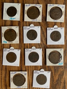 1912 - 1935 GROSSBRITANNIEN KING GEORGE V PENNIES LOT - 11 VERSCHIEDENE - NACHLASSFUND - Bild 1 von 13