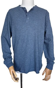 Faherty Mens Heather Blue Cloud Cotton Long Sleeve Henley Shirt Tee Sz Medium - Picture 1 of 16
