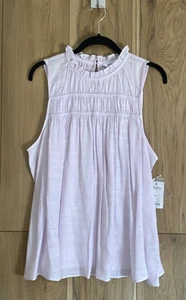 Nine West Top Sleeveless Rayon Light Lavender Gathered Women's Size Large NEW - Picture 1 of 8
