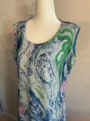 Vintage Maxi Dress Psychedelic Marble Metallic Fabric Handmade M L - Image 1 of 4