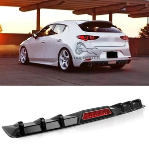 For Mazda 3 6 Sedan Axela Gloss Rear Bumper Diffuser Shark Fin w/LED Brake Light - Foto 1 di 12