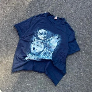 Marineblau Natur Wildnis Wolf Grafik T-Shirt Herren XL - Bild 1 von 5