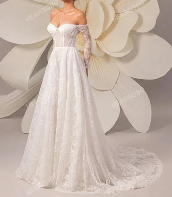 Brautkleid Langarm Spitze A-Linie - Bild 1 von 4