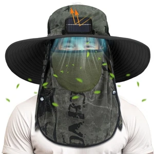 Solar Sun Hat Oversized Fishing Hat with Fan Bucket Hat Removable UV Protecti... - Picture 1 of 6